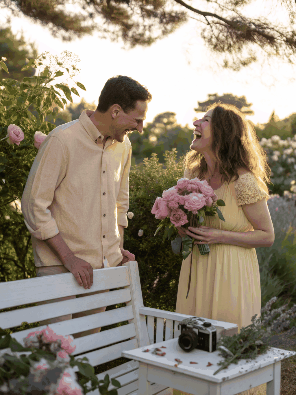 The couple sharing a laugh